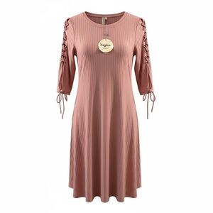 Hayden Women's Dusty Pink Lace-Up Sleeve Dress